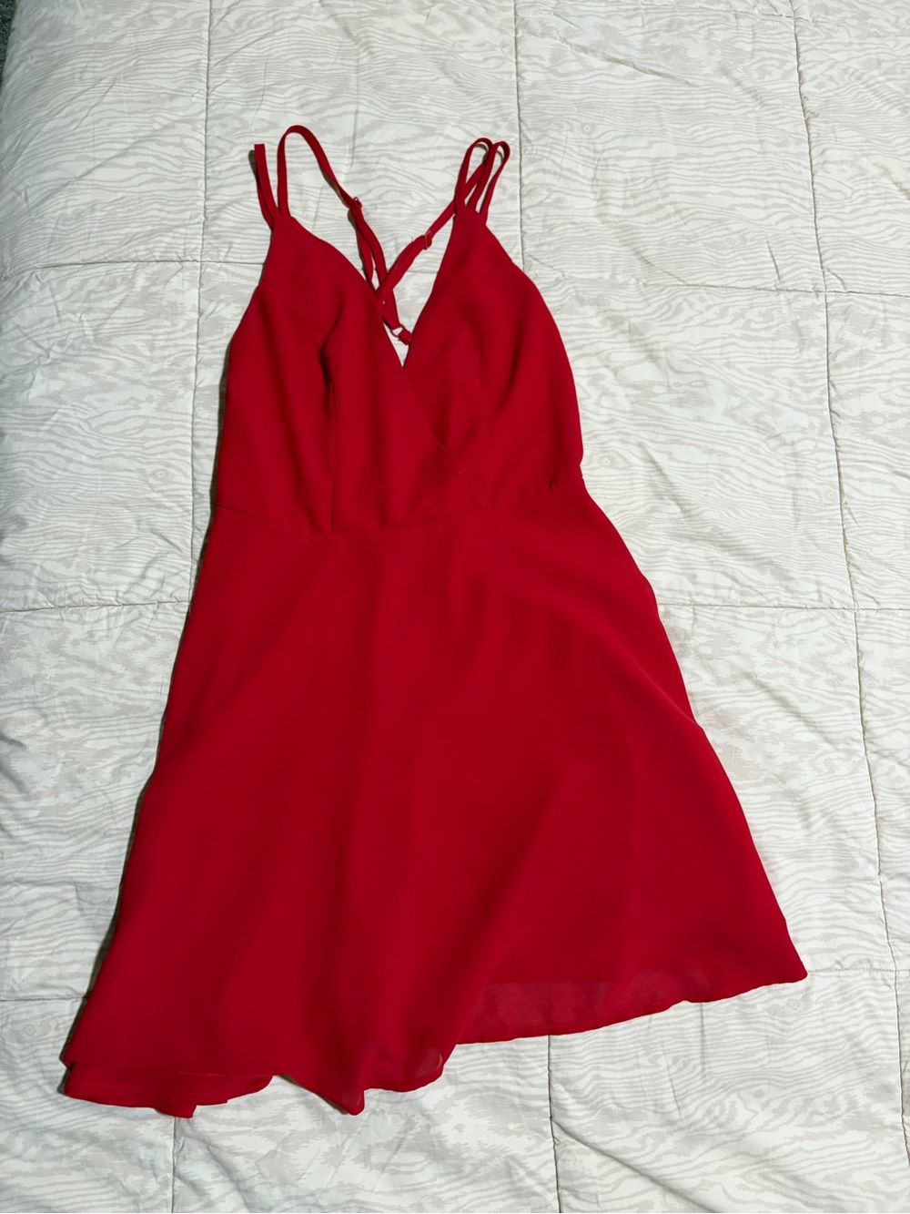 Tobi Red Double-Strap V-Neck Mini Dress
